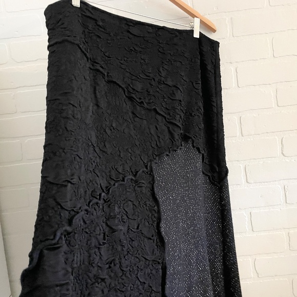 Vintage Y2K Goth Asymmetrical Mixed Texture Hanky Hem Midi Maxi Skirt XL Goth - Picture 10 of 13